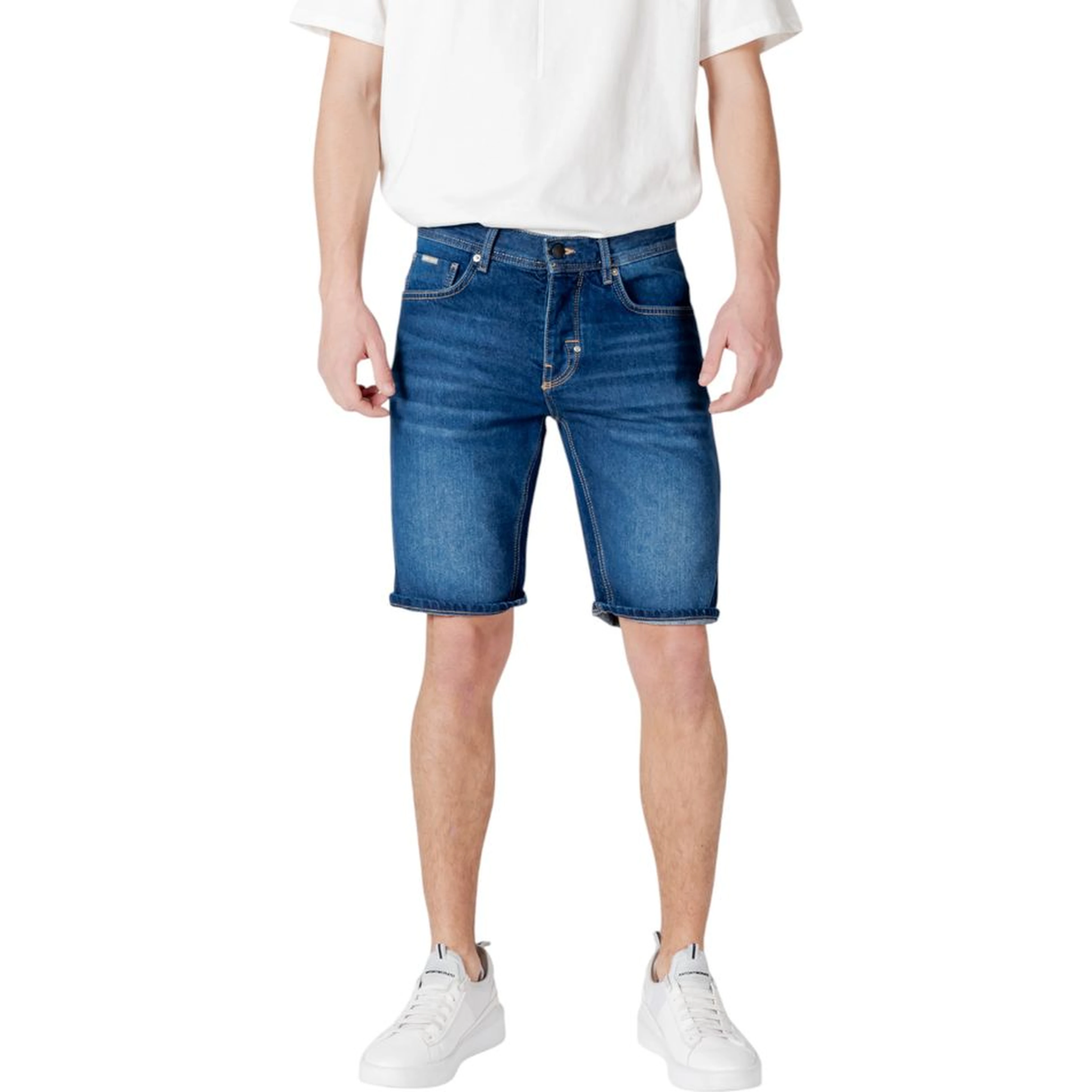 Blue Cotton Bermuda Shorts