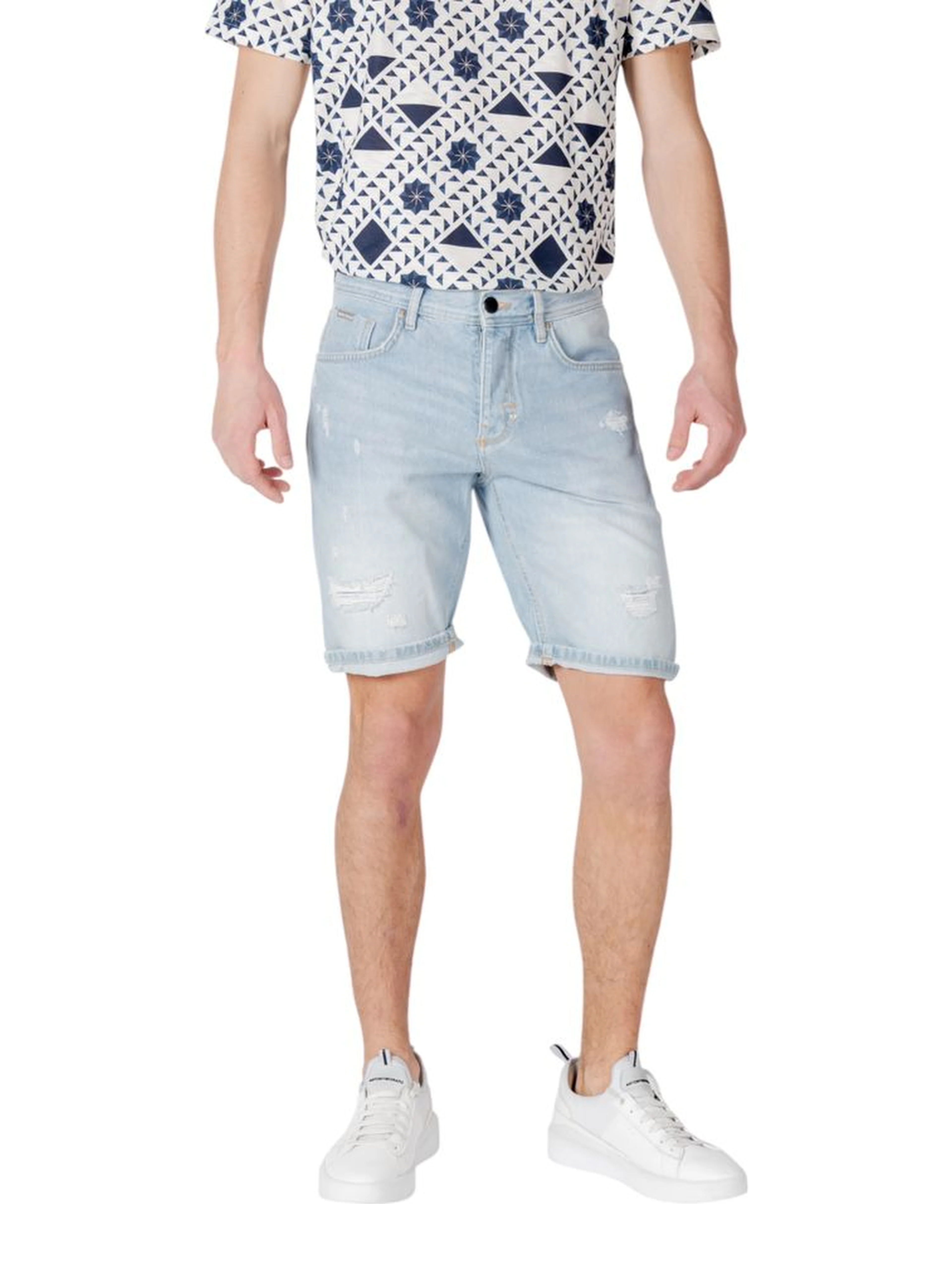 Light Blue Cotton Bermuda Shorts