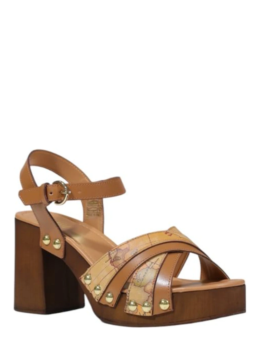 Beige Leather Platform Sandals