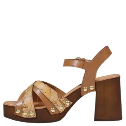 Beige Leather Platform Sandals