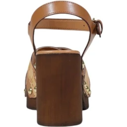 Beige Leather Platform Sandals