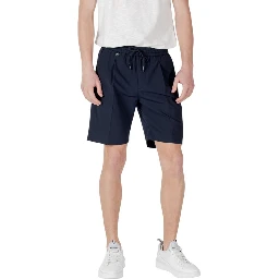 Blue Polyester Bermuda Shorts