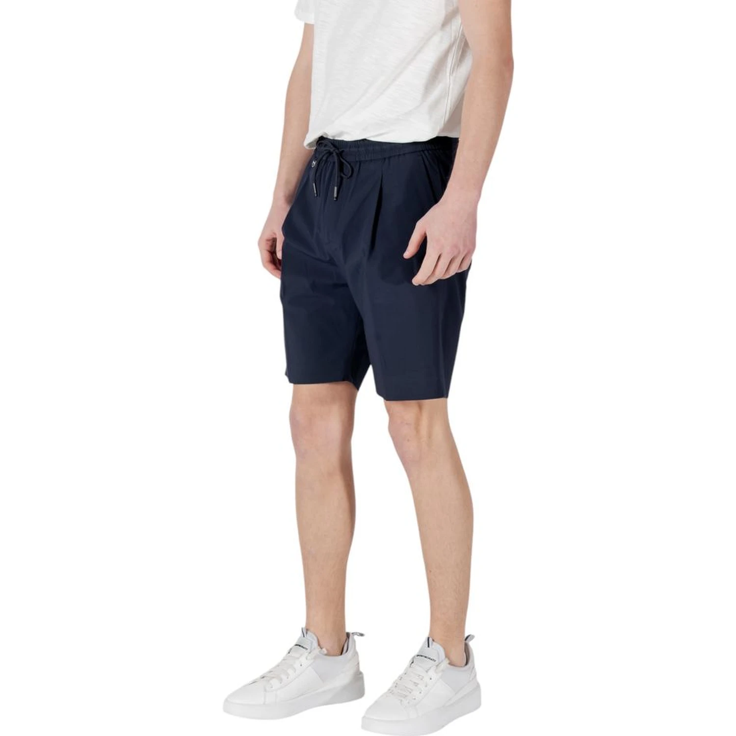 Blue Polyester Bermuda Shorts