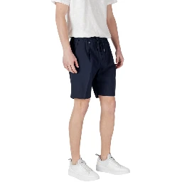 Blue Polyester Bermuda Shorts