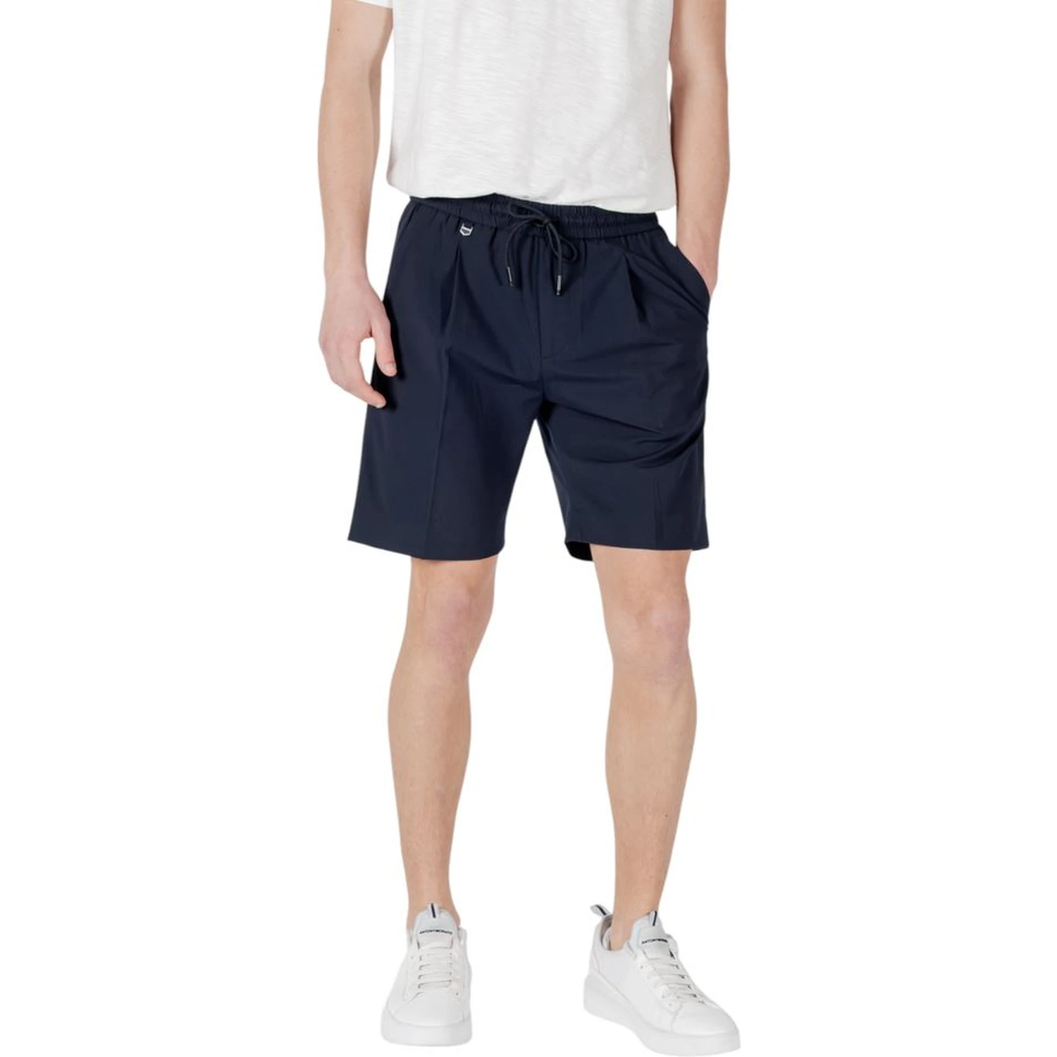 Blue Polyester Bermuda Shorts