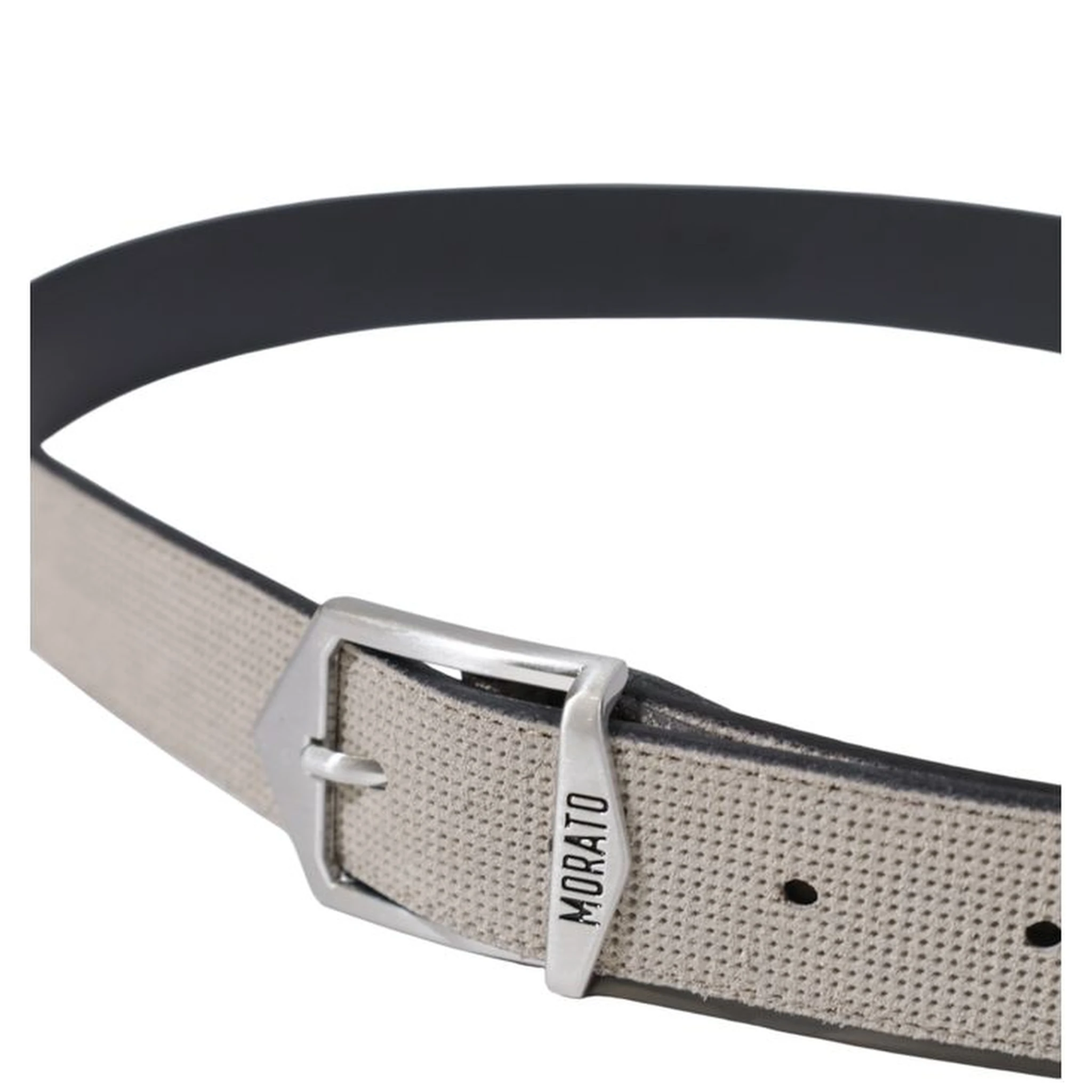 Gray Leather Regular Belt