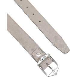 Gray Leather Regular Belt