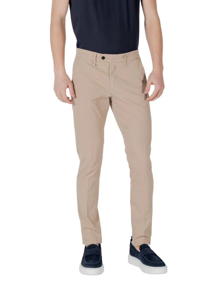 Beige Cotton Skinny Pants