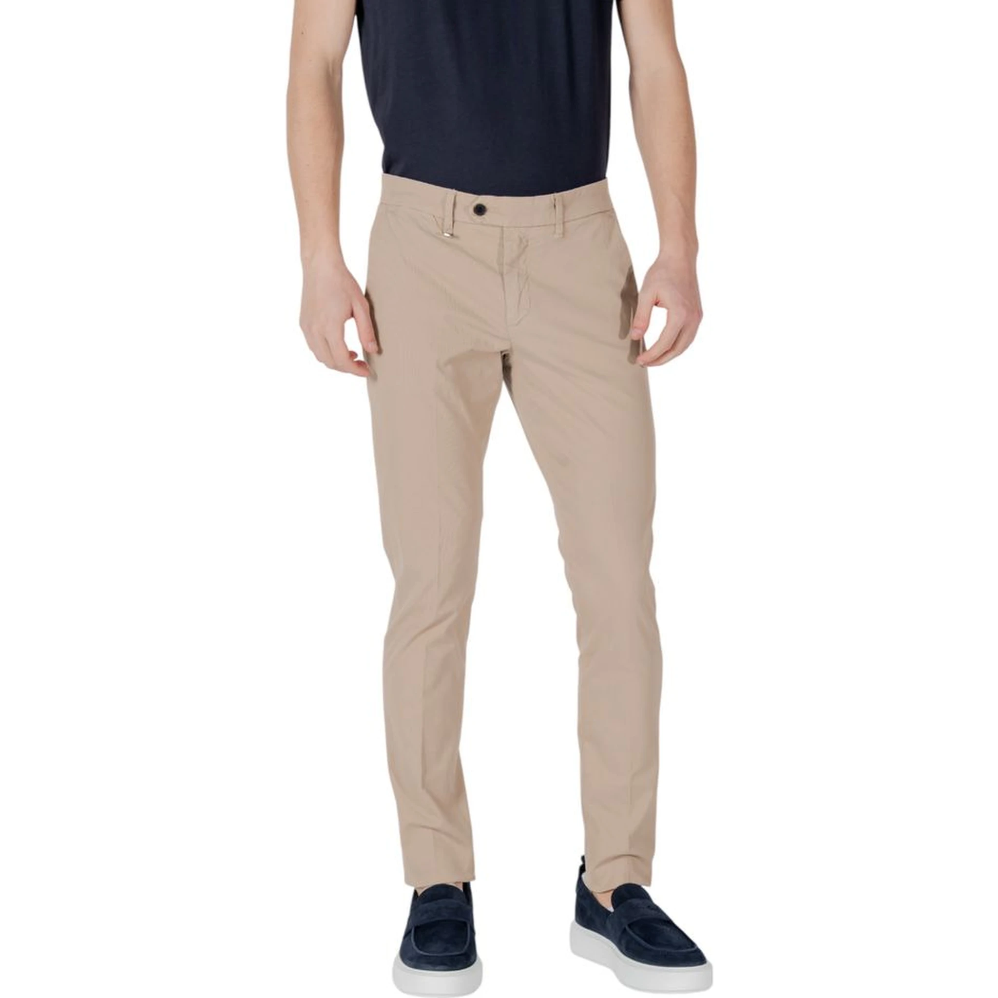 Beige Cotton Skinny Pants