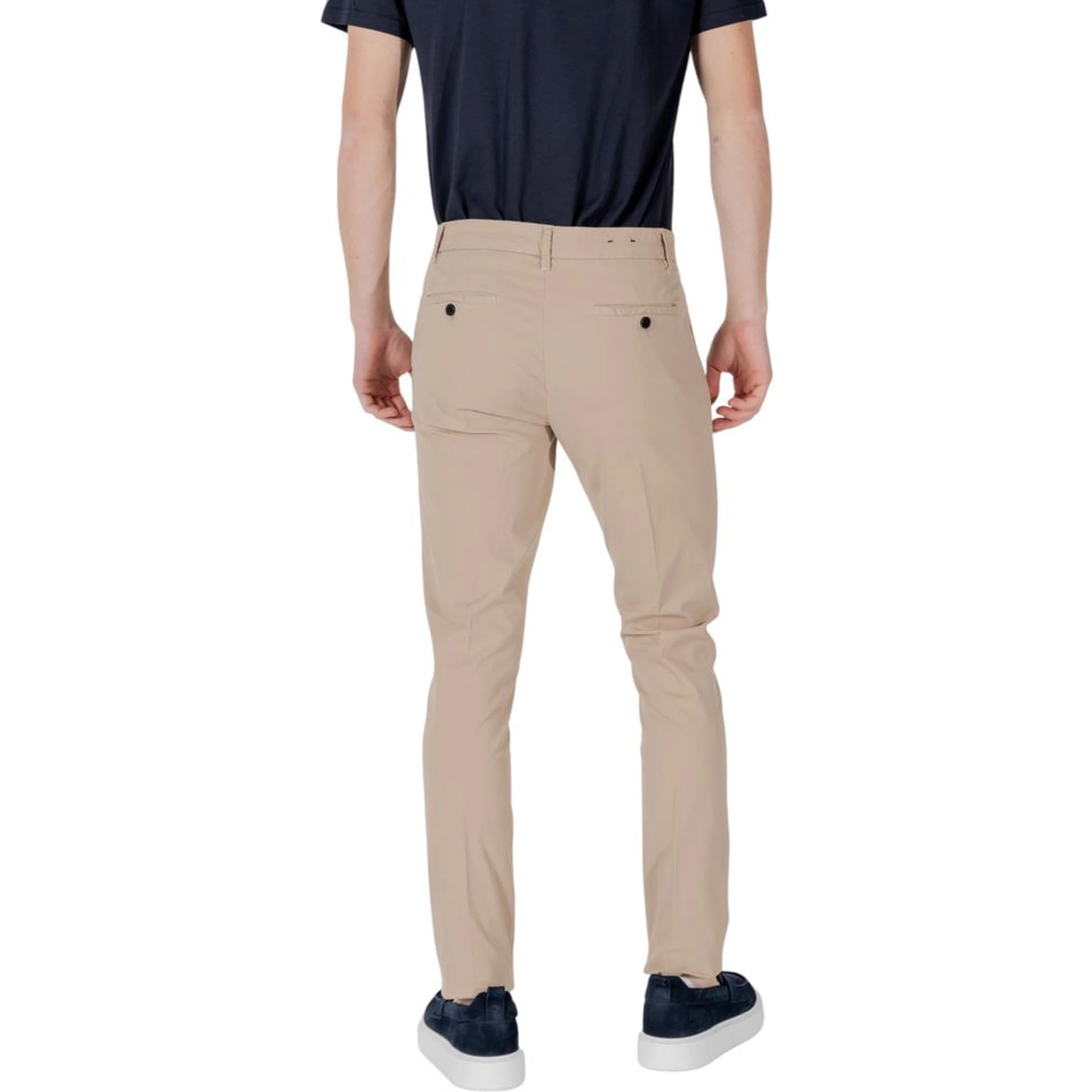 Beige Cotton Skinny Pants
