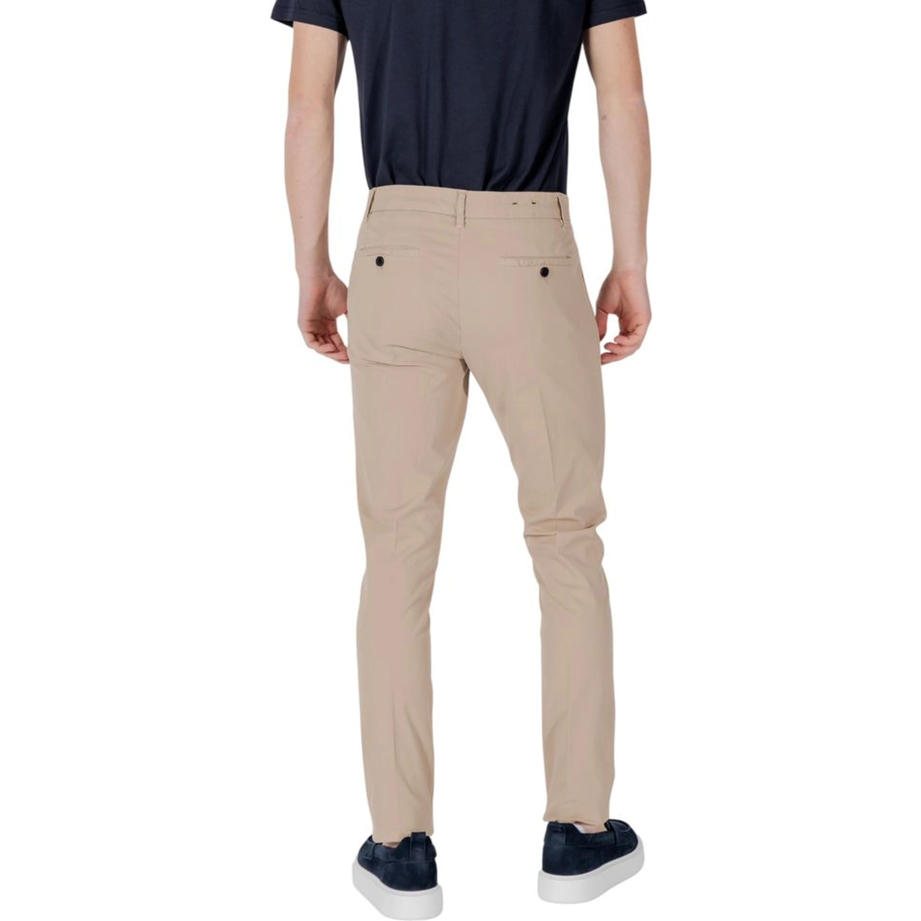 Beige Cotton Skinny Pants