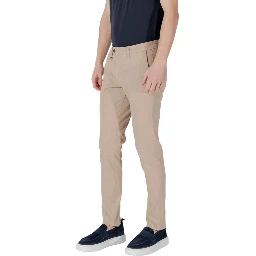 Beige Cotton Skinny Pants