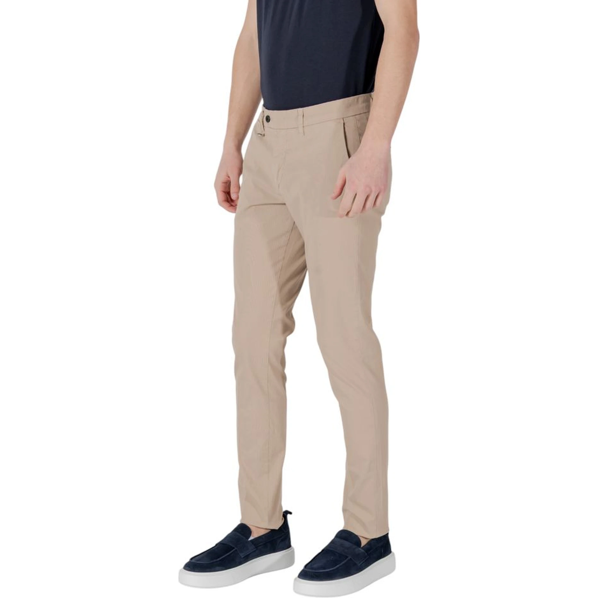 Beige Cotton Skinny Pants