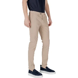 Beige Cotton Skinny Pants