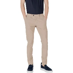 Beige Cotton Skinny Pants