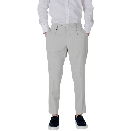 Gray Polyester Dress Pants