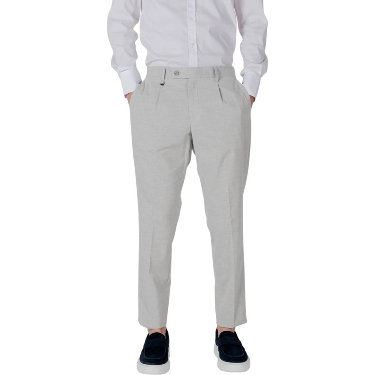 Gray Polyester Dress Pants