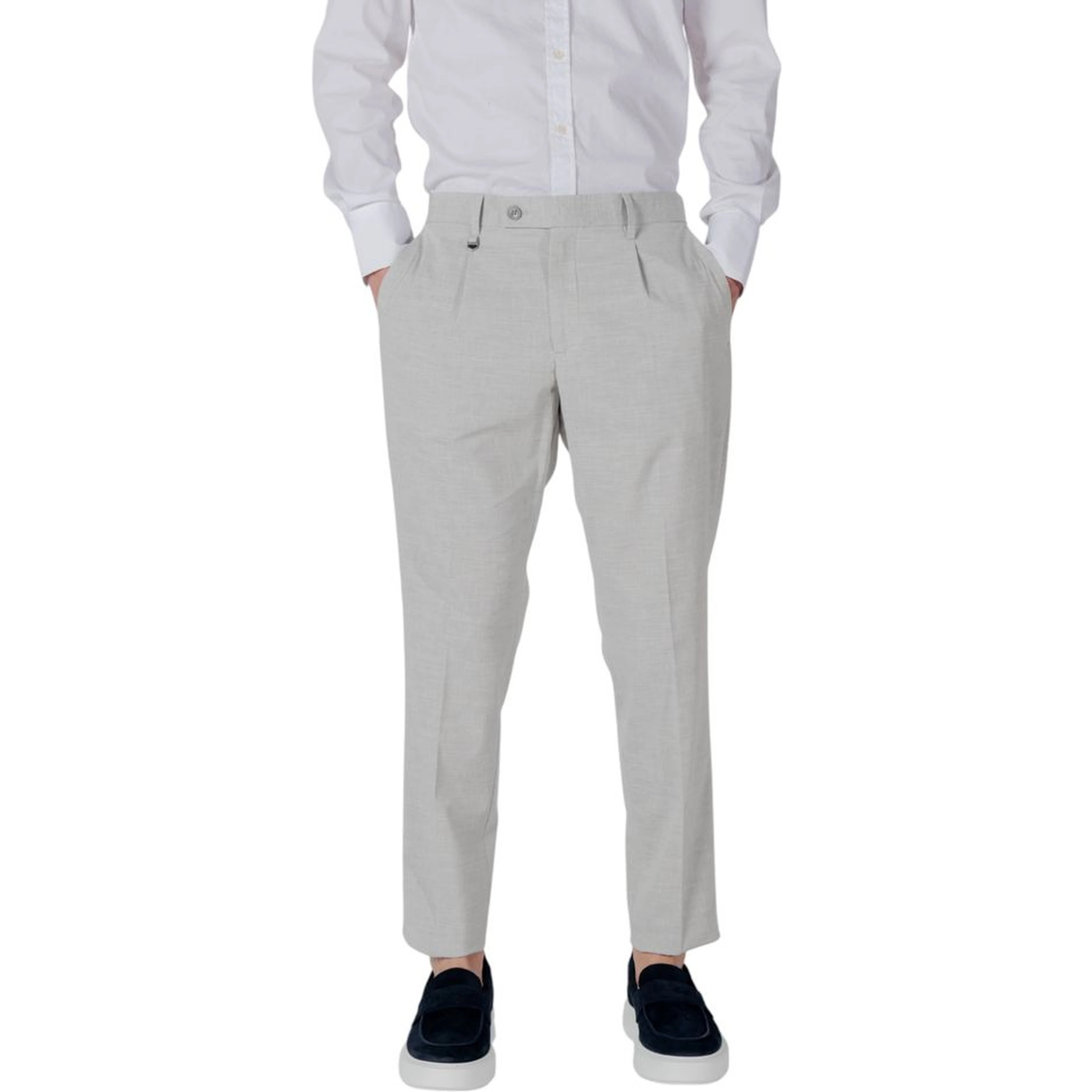 Gray Polyester Dress Pants