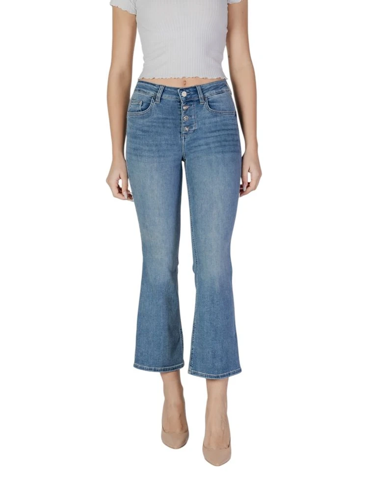 Blue Cotton Bootcut Jeans