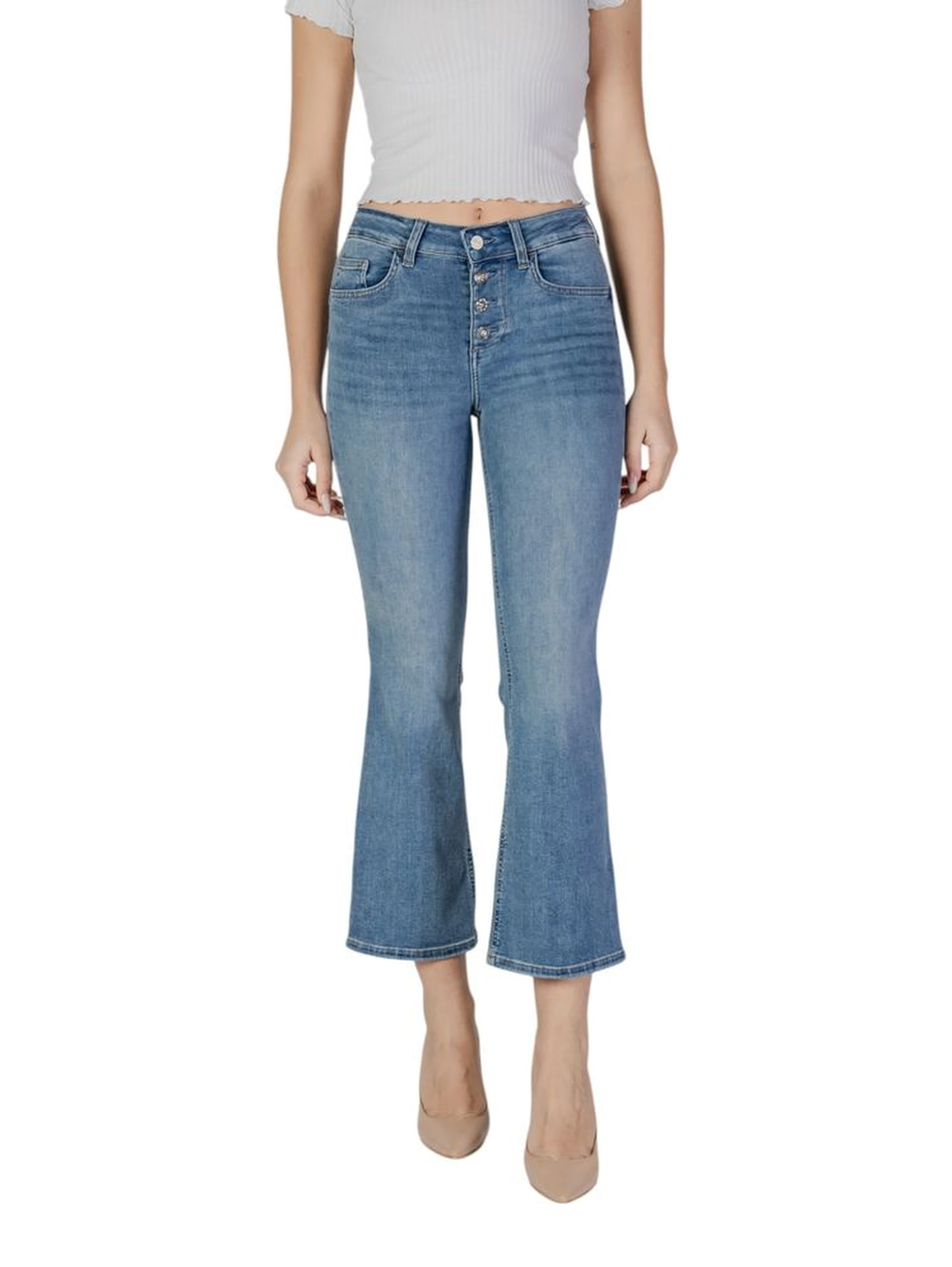 Blue Cotton Bootcut Jeans
