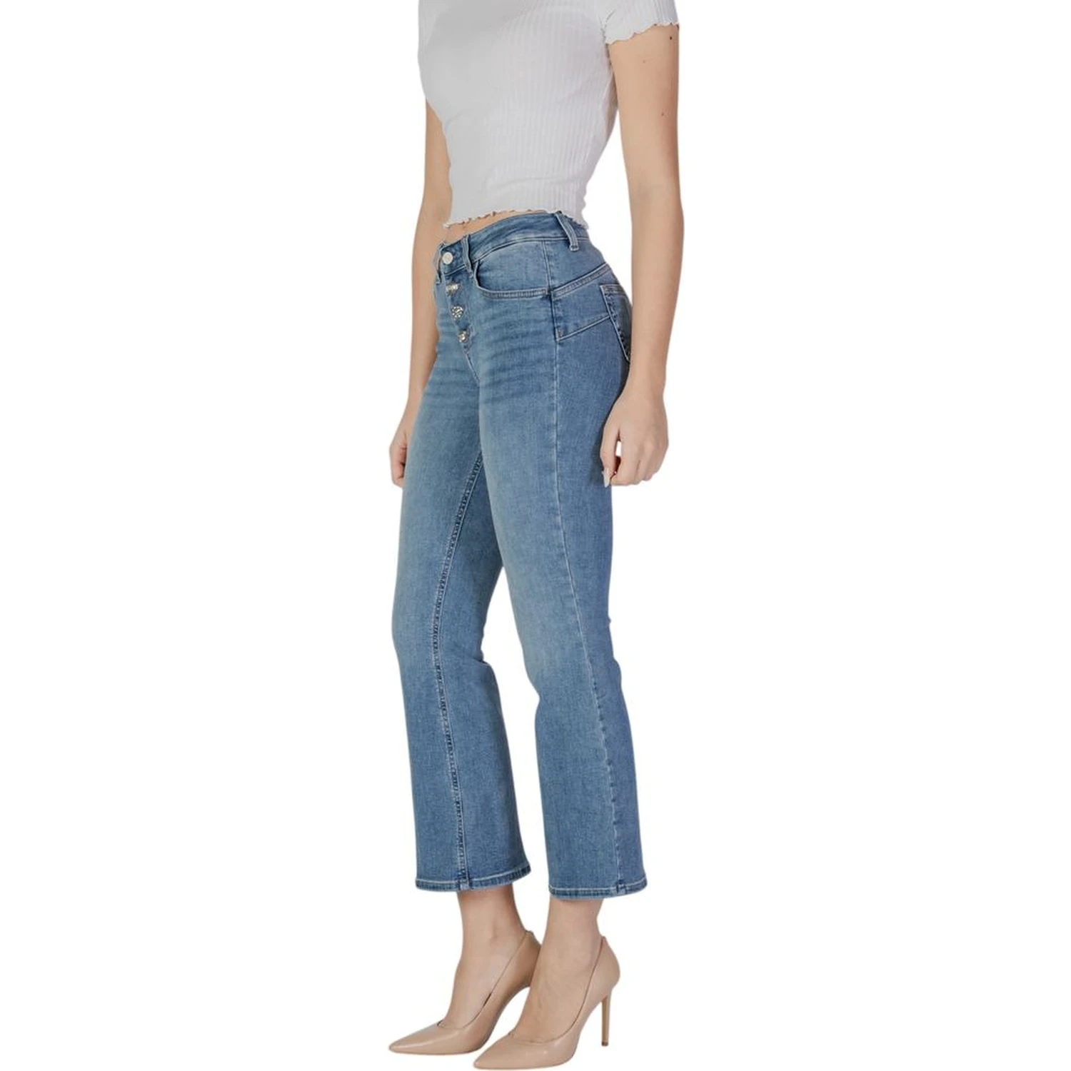 Blue Cotton Bootcut Jeans