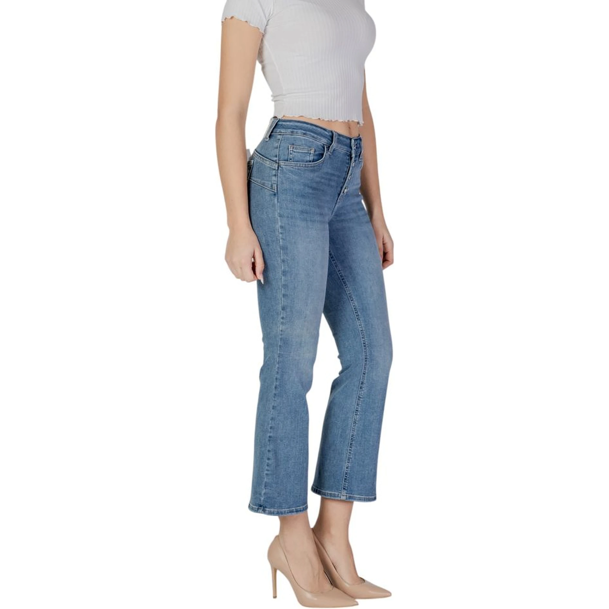 Blue Cotton Bootcut Jeans