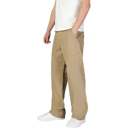 Beige Cotton Casual Pants