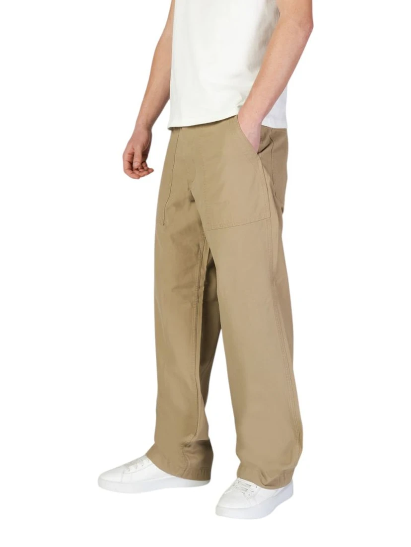 Beige Cotton Casual Pants