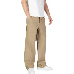 Beige Cotton Casual Pants
