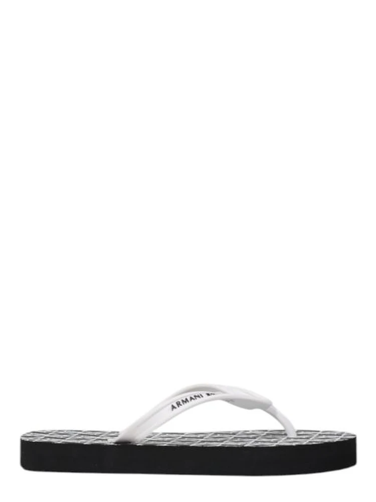 Black And White Rubber Flip-Flop Sandals