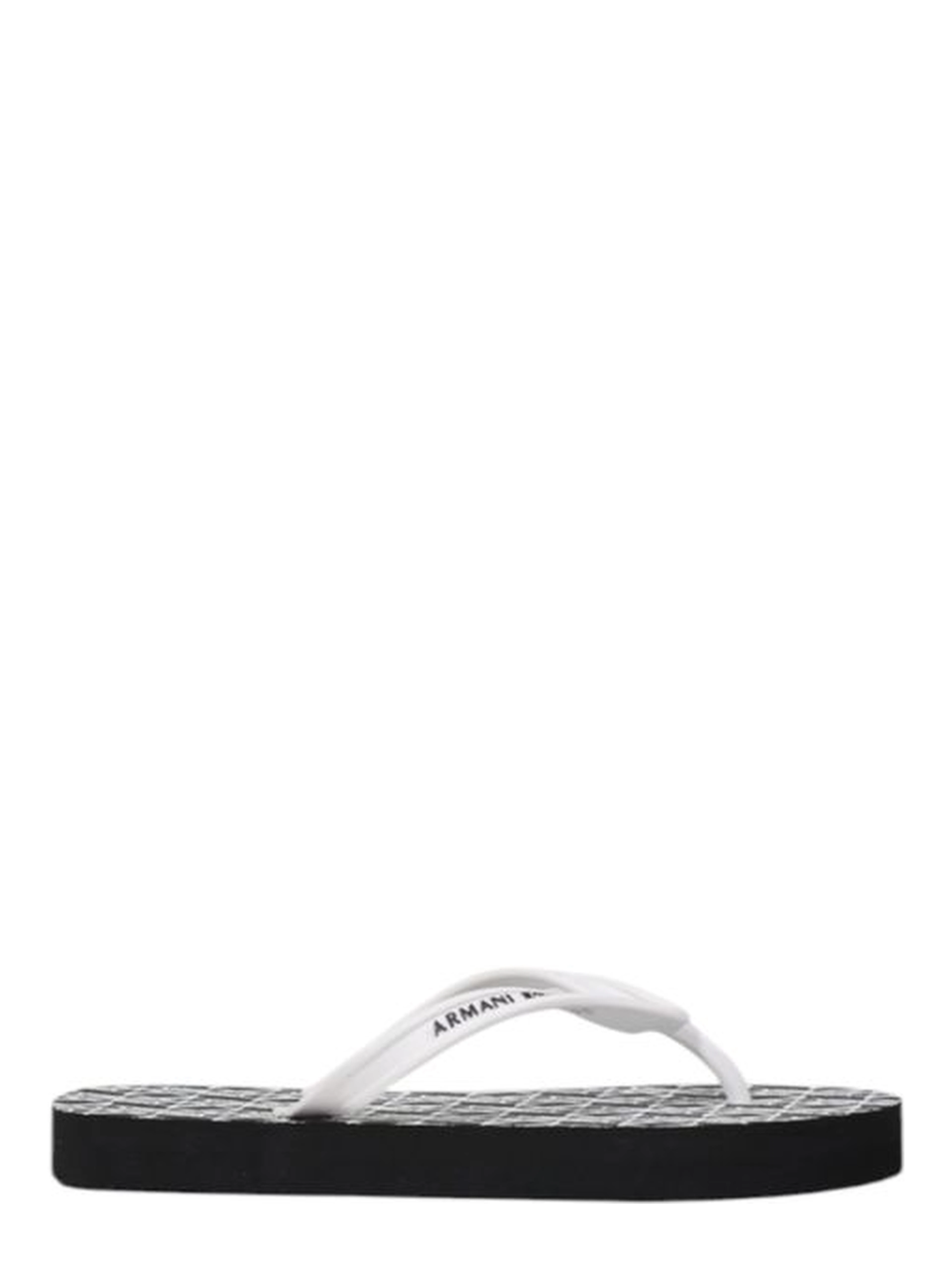 Black And White Rubber Flip-Flop Sandals