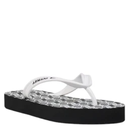 Black And White Rubber Flip-Flop Sandals