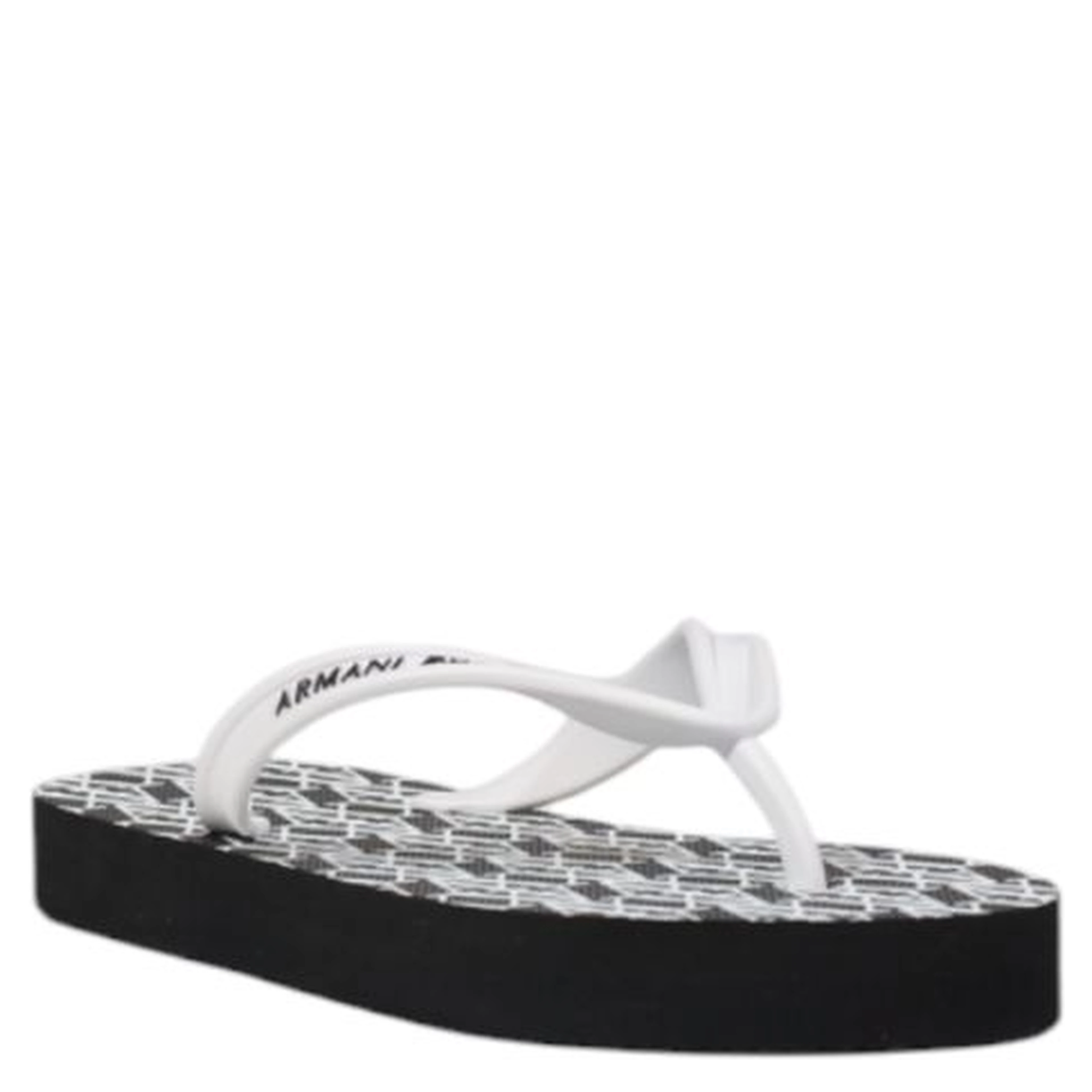 Black And White Rubber Flip-Flop Sandals