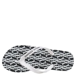 Black And White Rubber Flip-Flop Sandals