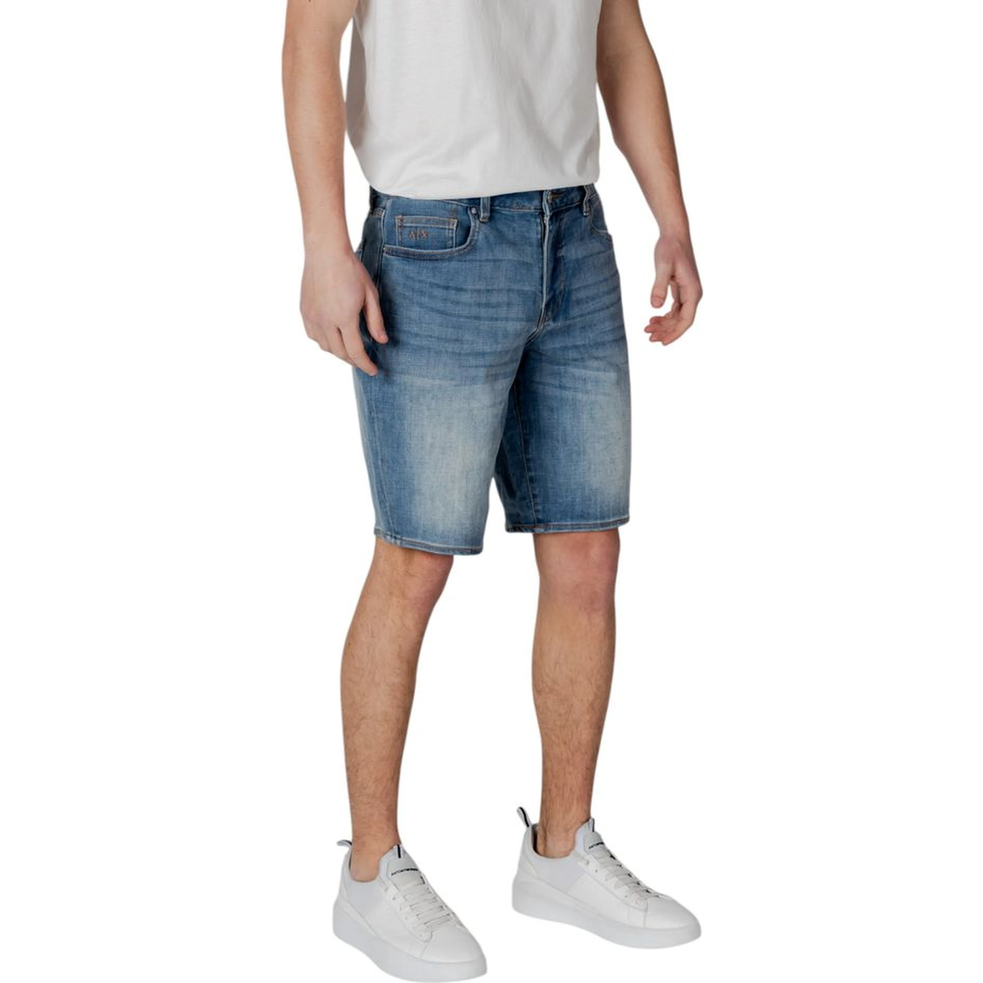 Blue Polyester Bermuda Shorts