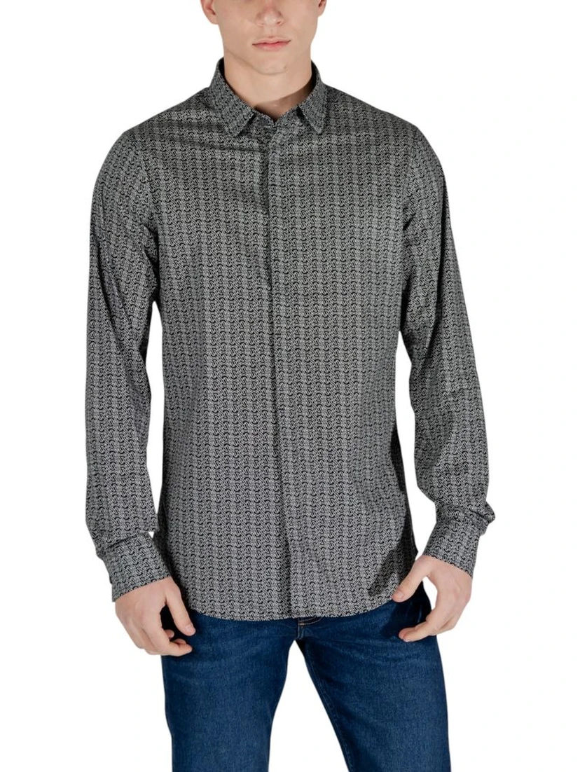 Black Cotton Pattern Shirt