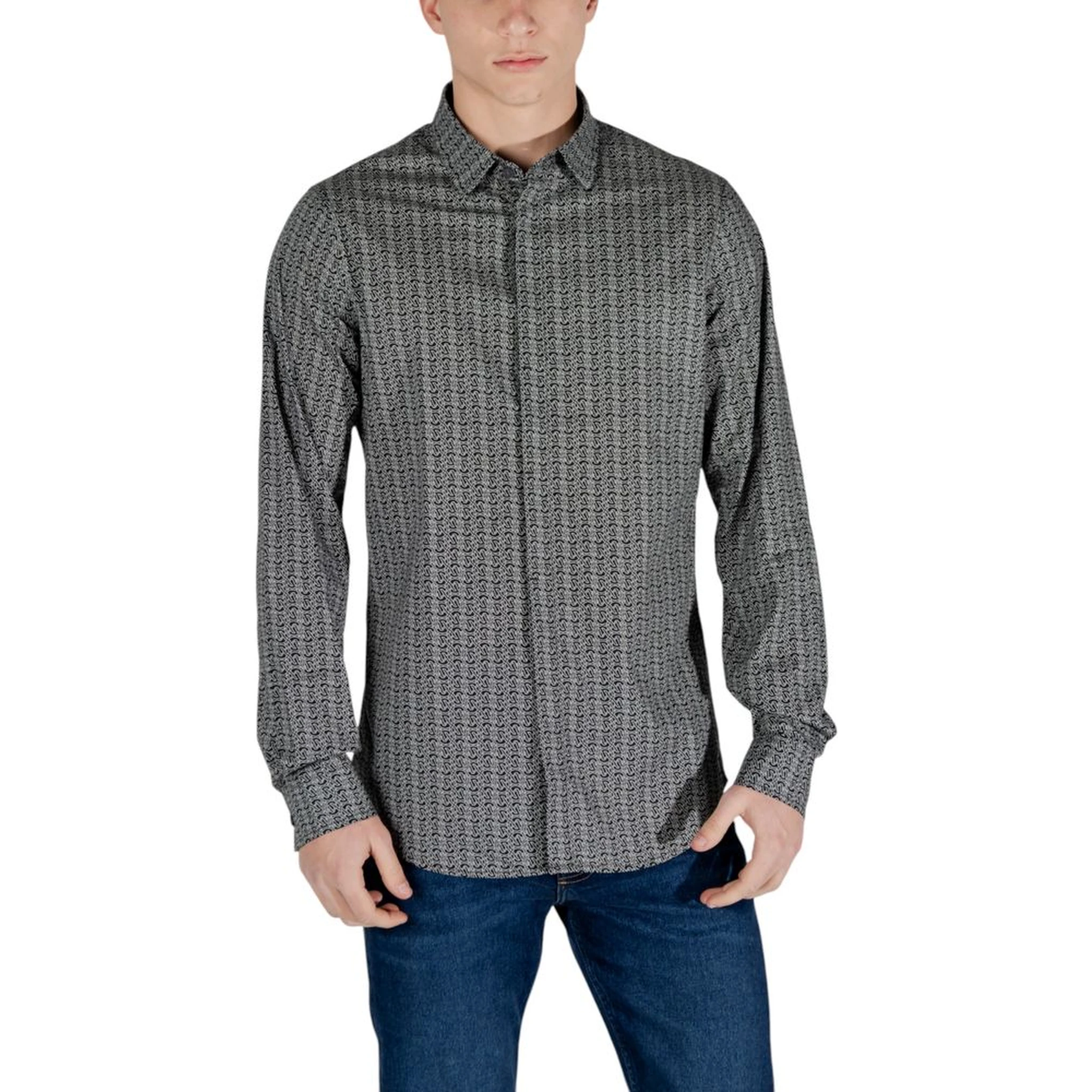Black Cotton Pattern Shirt