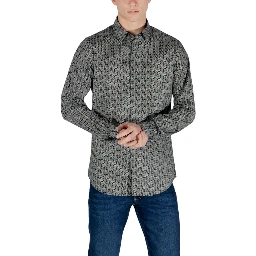 Black Cotton Pattern Shirt