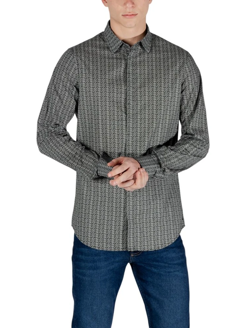 Black Cotton Pattern Shirt