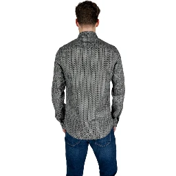 Black Cotton Pattern Shirt