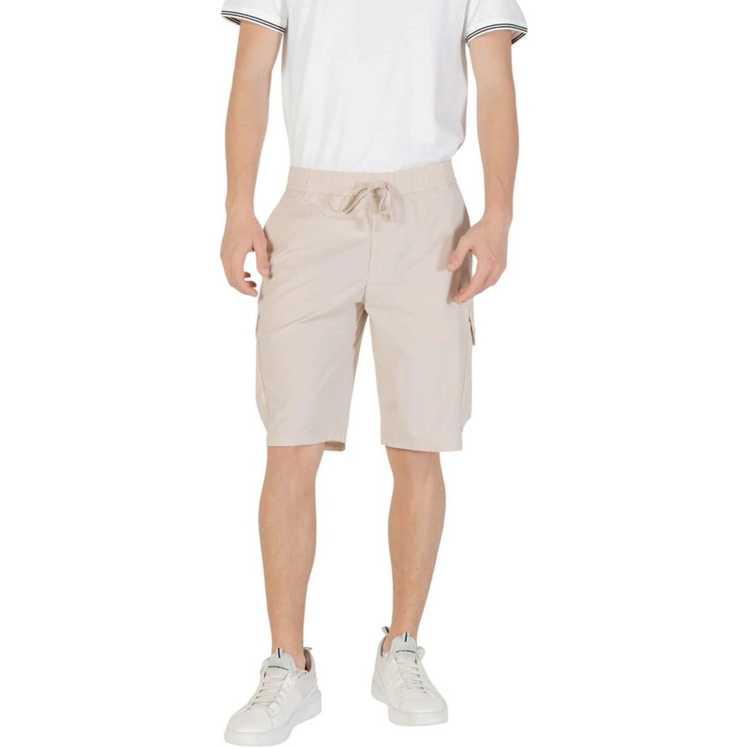 Beige Polyester Bermuda Shorts