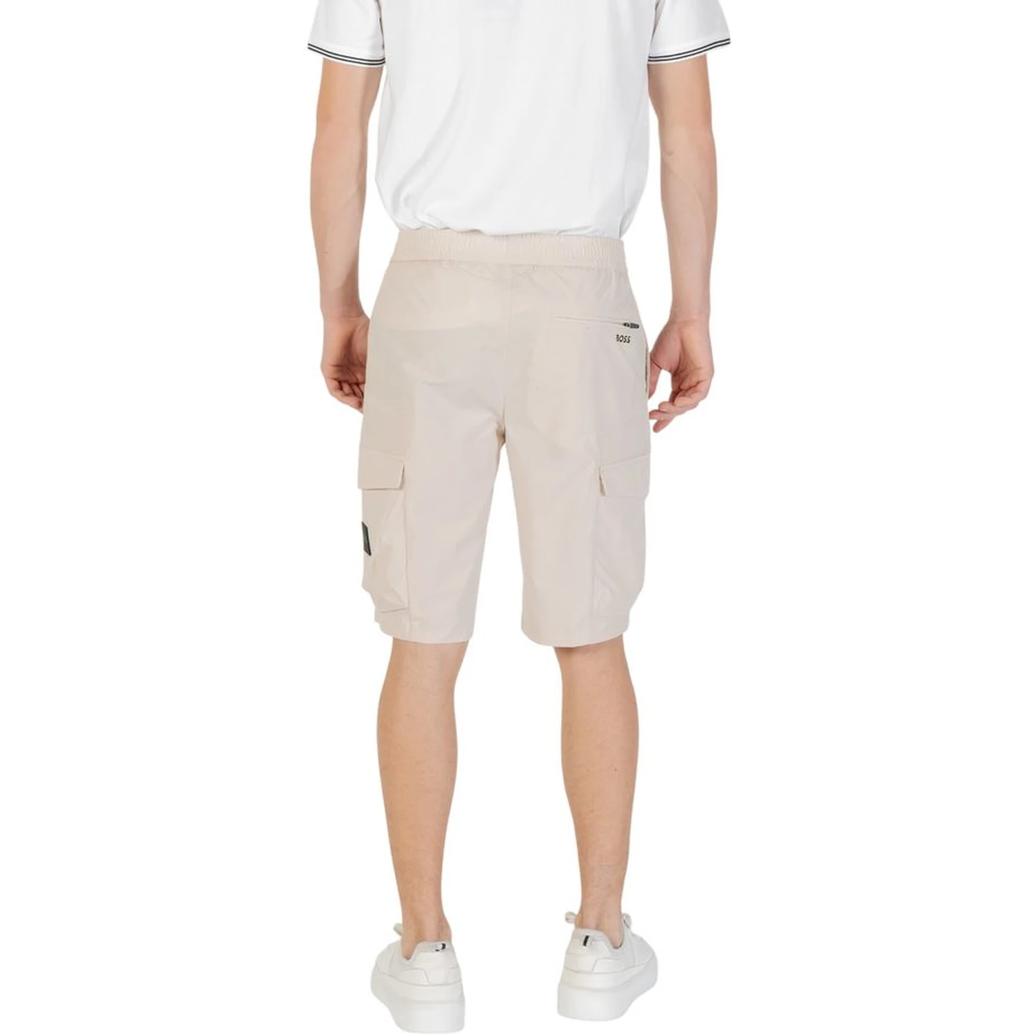 Beige Polyester Bermuda Shorts