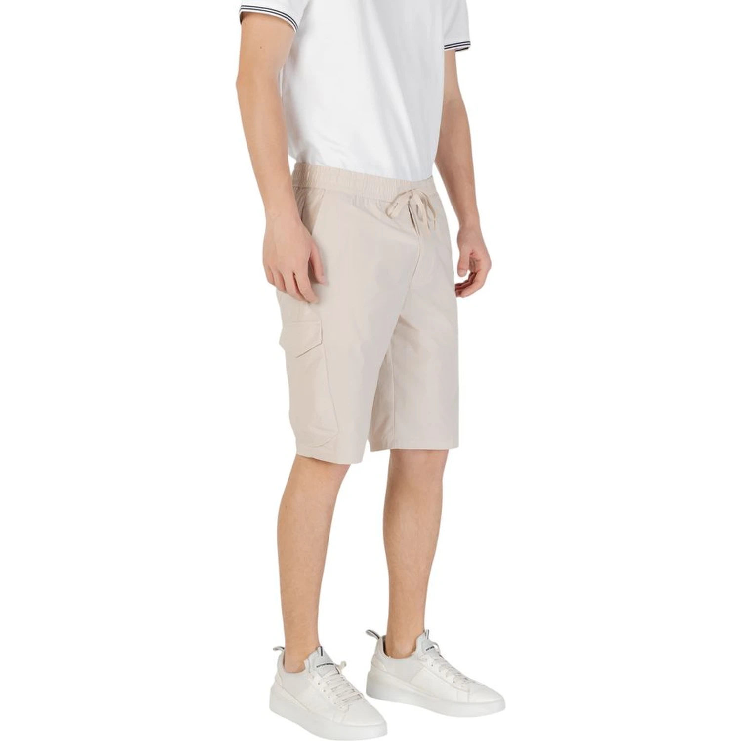 Beige Polyester Bermuda Shorts