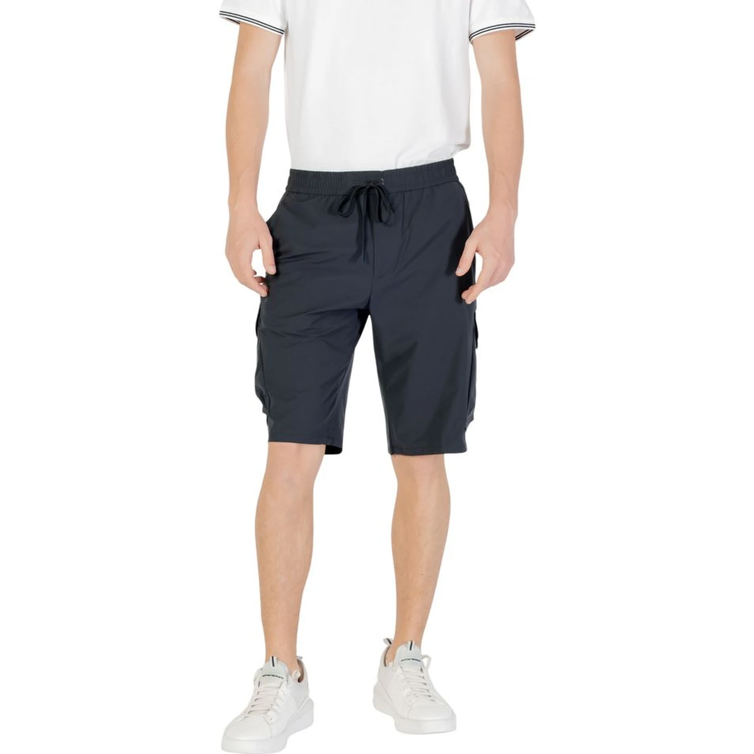 Blue Polyester Bermuda Shorts