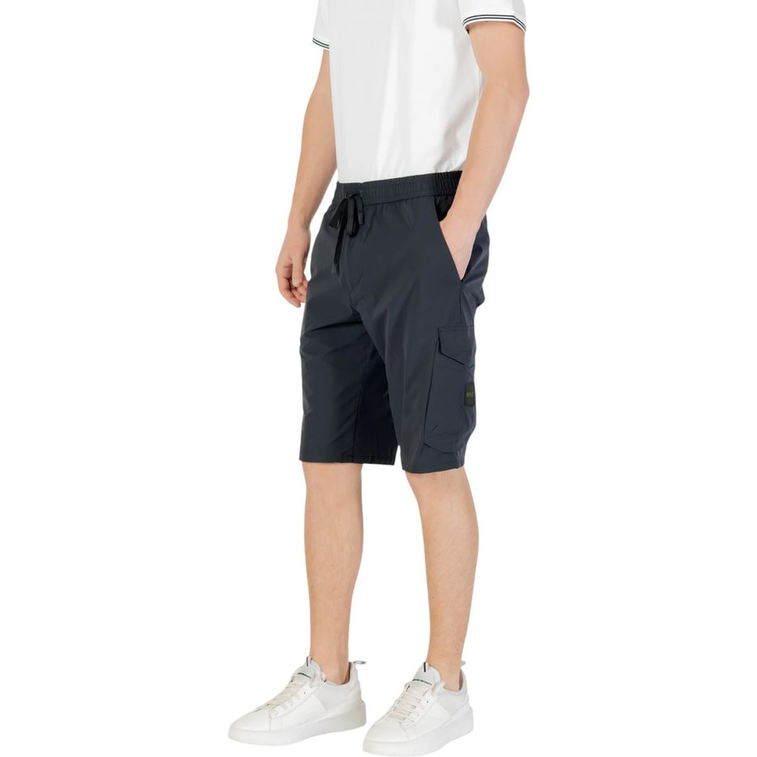 Blue Polyester Bermuda Shorts