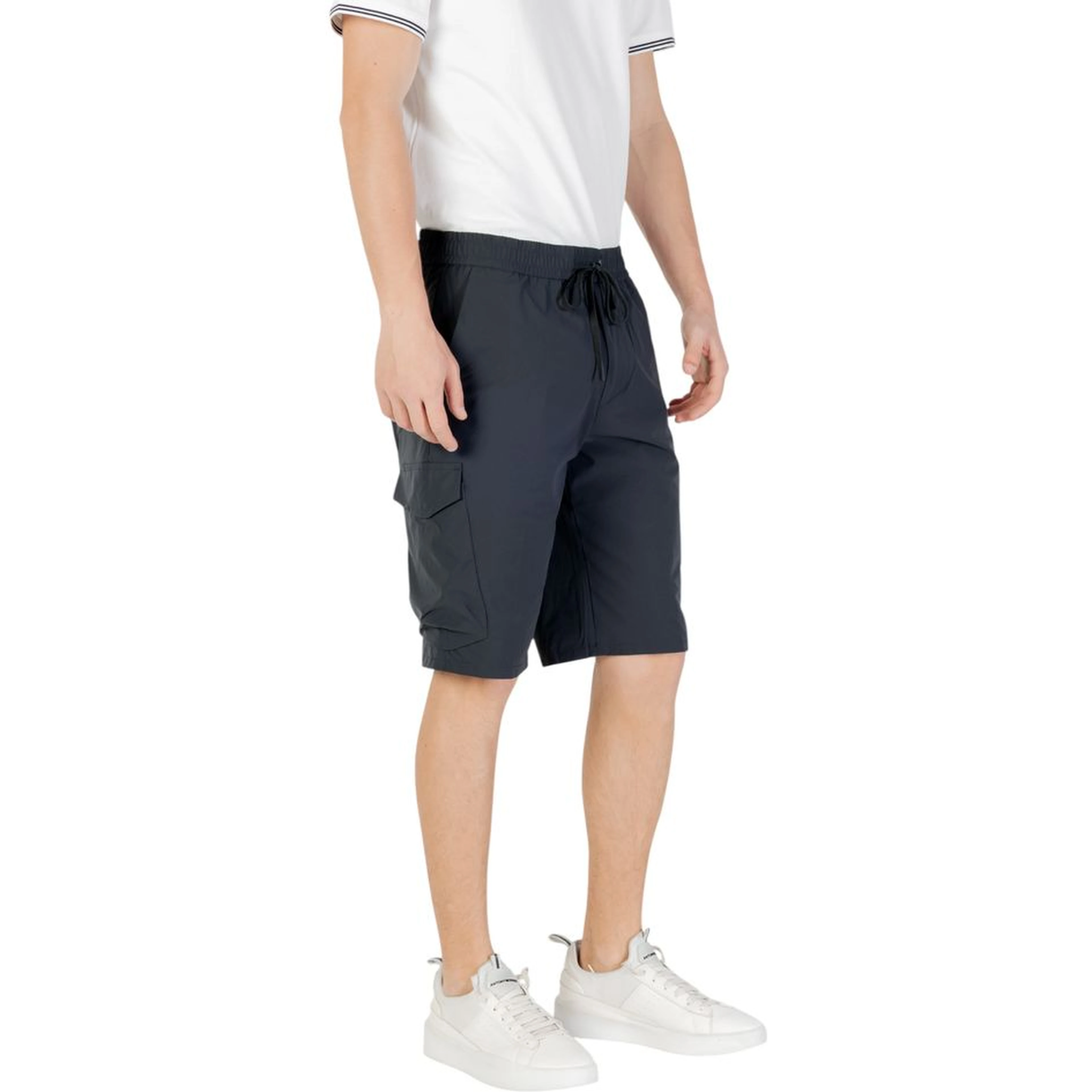 Blue Polyester Bermuda Shorts