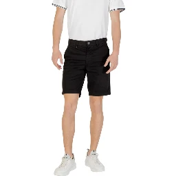 Black Cotton Bermuda Shorts