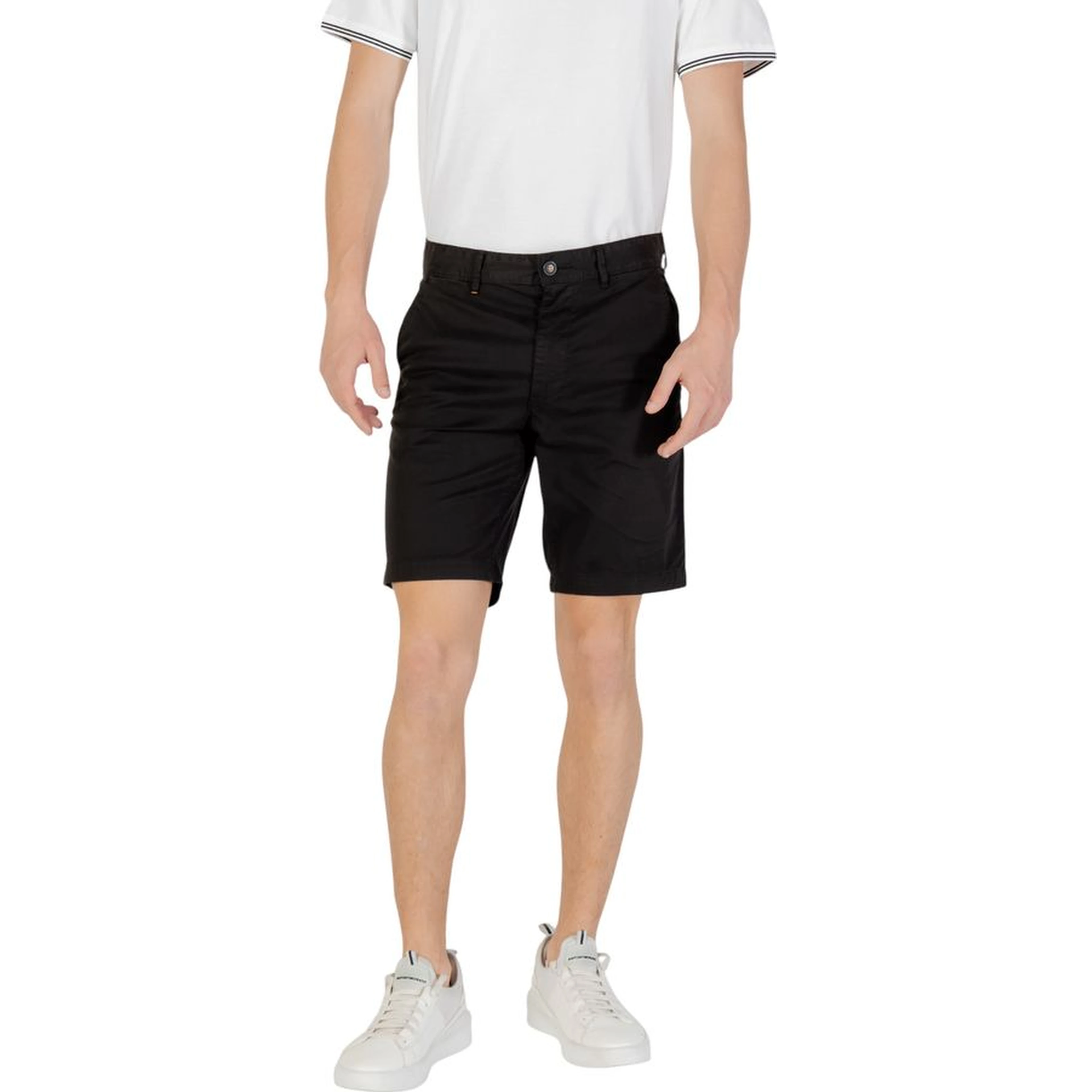 Black Cotton Bermuda Shorts