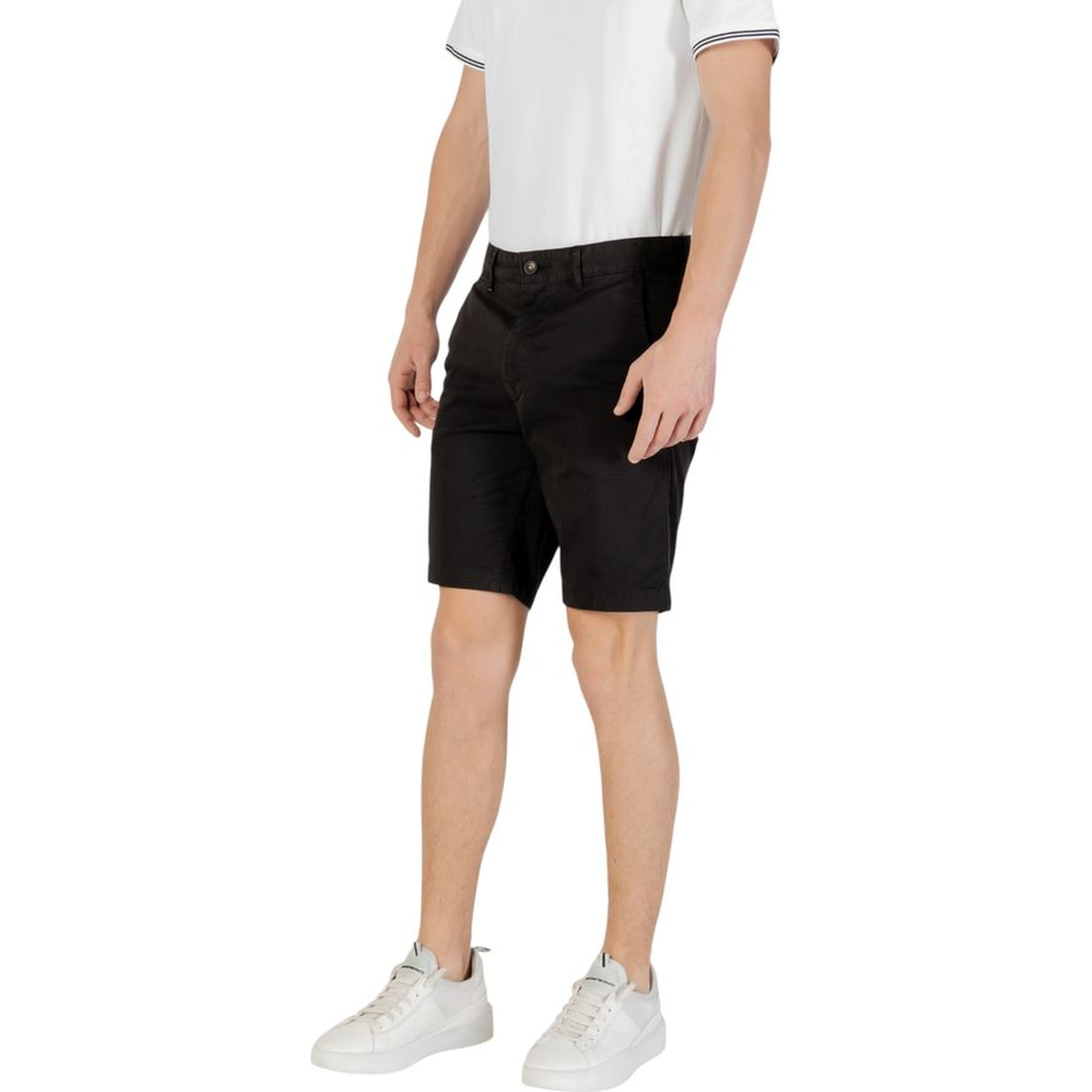 Black Cotton Bermuda Shorts