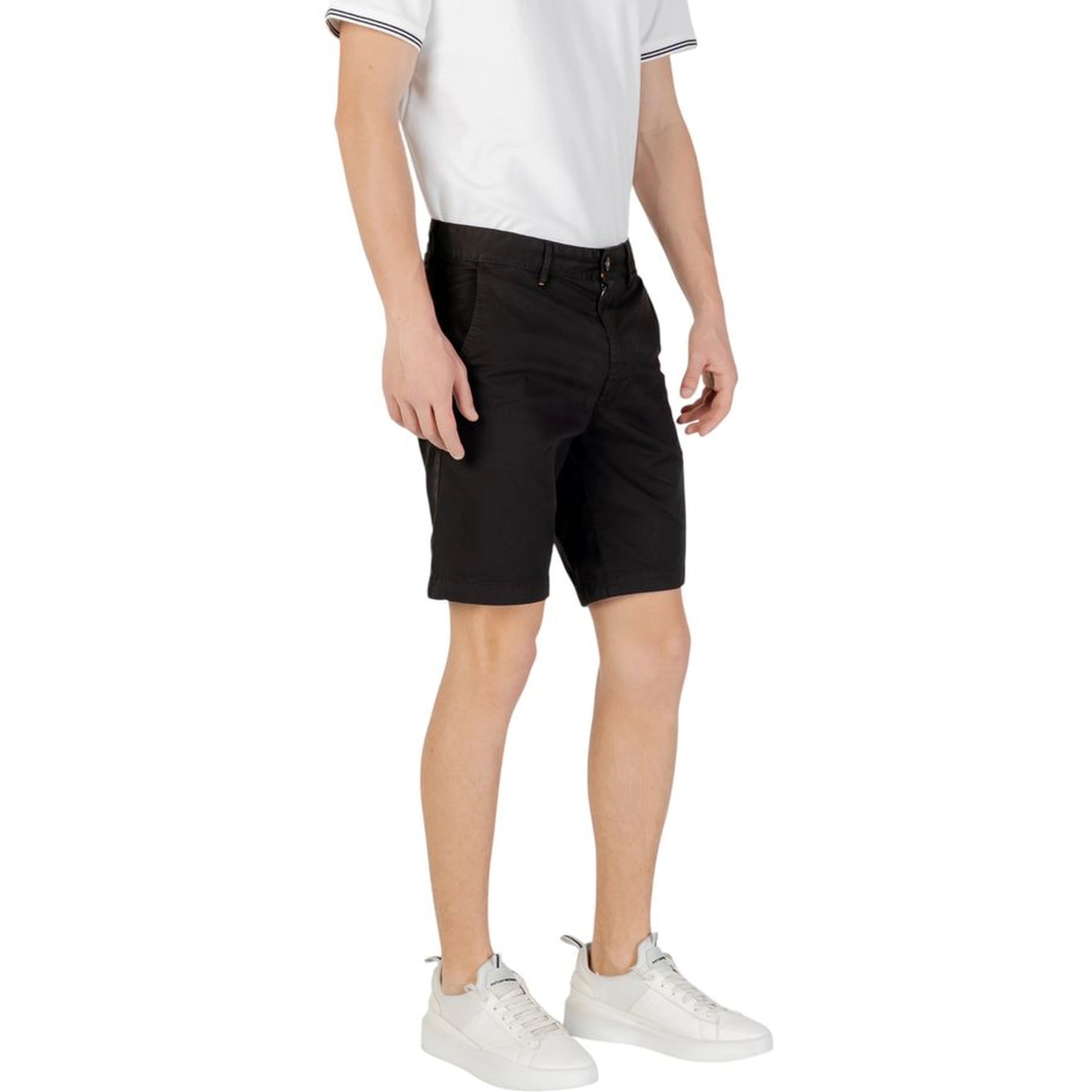 Black Cotton Bermuda Shorts